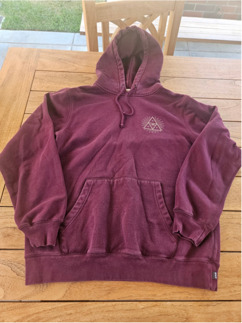 HUF Third Eye Triple Triangle Pullover Hoodie Burgundy Maroon Size L